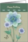 Happy Birthday with Three Flowers Butterfly card