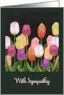 With Sympathy Tulips Different Colors Dark Background card