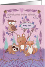 Welcome to the World Custom Baby Girl with Wildlife card