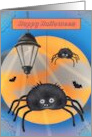 Happy Halloween with Two Cute Spiders Full Moon card