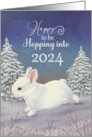 Happy to be Hopping Into New Year 2024 with Rabbit in Snow card