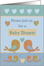 Join us for Baby Shower Birds Hearts card