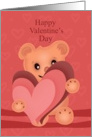 Happy Valentines Day Cute Bear Holding Hearts card