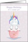 Happy Birthday to a Sweet Girl with Unicorn on Cupcake card