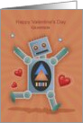 Happy Valentine’s Day Grandson with Robot Hearts Stars card