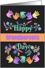 Happy Grandparents Day with Flowers Handprints Border card