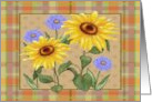Thinking of You for Cancer Patient with Colorful Flowers Plaid Border card