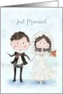 Just Married Couple with Dark Hair card