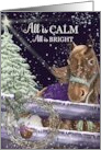All is Calm All is Bright Christmas Night Scene Horse Bird card