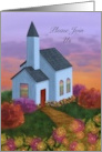 Please Join Us at Church Invitation Pretty Church Painting Sunset card