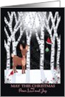 Peace Love Joy this Christmas with Winter Night Scene Deer Cardinals card