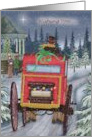 Wishing You a Merry Christmas with Red Horse Carriage Snow Scene card