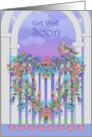Get Well Soon with Flower Heart Wreath Sweet Bird Arbor card