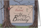 Happy Birthday to my Husband Sketched Trees Landscape card