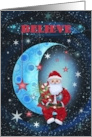 Believe Santa on the Moon Surrounded by Stars card