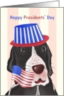 Happy Presidents’ Day Whimsical Dog Holding Flag card