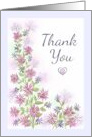 Thank You with Daisy Like Flowers Pink Purple Blue and Heart card