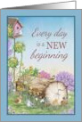 Encouragement Every Day is a New Beginning Flowers Birds card
