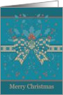 Merry Christmas Bow with Cutout Look Leaves and Berries card
