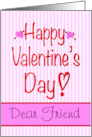 Custom Happy Valentine’s Day Pink Stripes Red Text Typography card