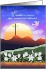 Easter Hope Renewal Celebration Morning Cross Scene Dove Lilies card