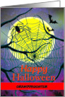 Custom Granddaughter Happy Halloween with Spider Web Bats Full Moon card