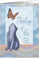 Thinking Of You with Cat and Butterfly in Blues and Oranges card