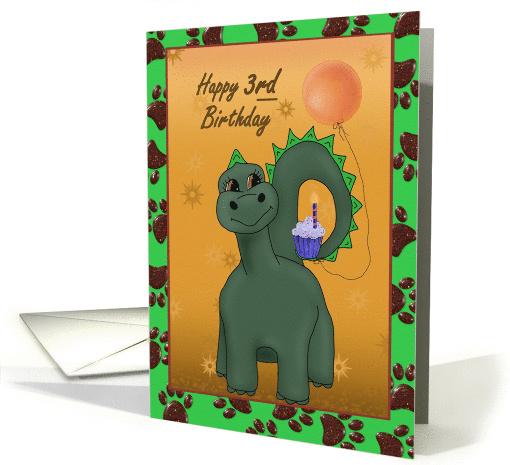 Happy Third Birthday with dinosaur, cupcake, balloon and... (1327830)