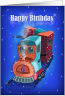 Happy birthday with train for little boy card
