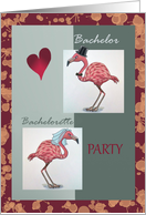 Bachelor and Bachelorette party invitation with pink flamingos card