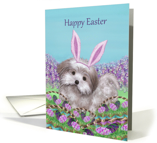 Shih Tzu dog with bunny ears at Easter card (1365570)