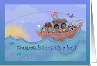 Noah’s Ark congratulations on new baby boy card