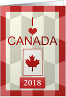 Custom I Love Canada with Heart Maple Leaf in Reds and Whites card