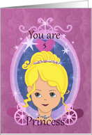 Princess birthday for little girl with horse carriage border card