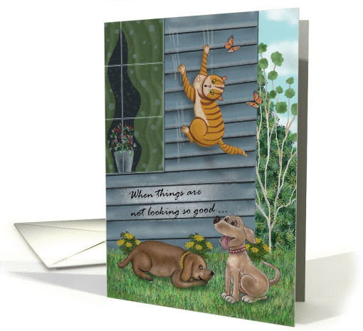 Trust in the Lord Encouragement with whimsical cat and dogs card