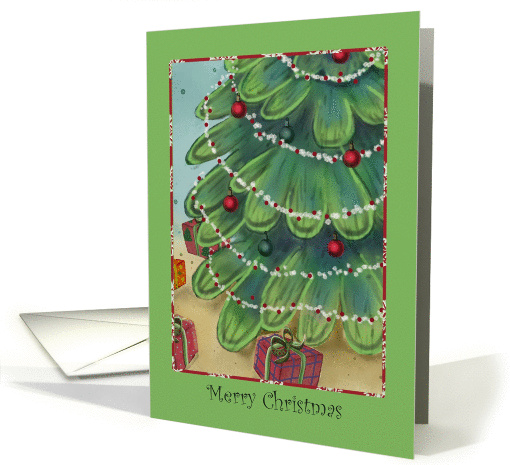 Oh Christmas Tree with presents, popcorn garland, bulbs card (1390874)