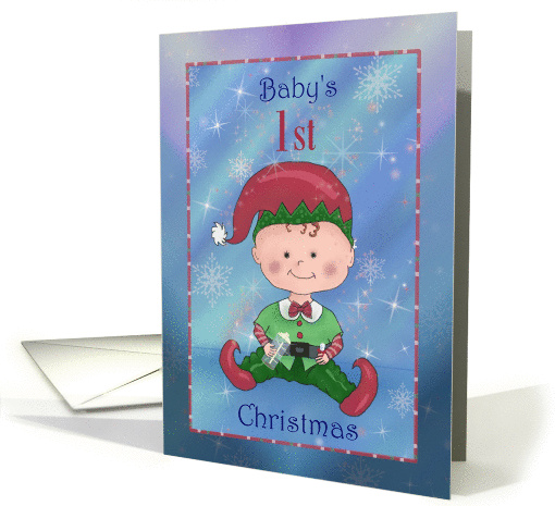 Baby's First Christmas dressed as Elf card (1392280)