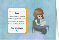 Goodbye, farewell to female boss card