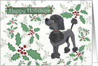 Happy Holidays with black toy poodle card