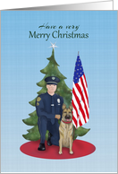 Have a very Merry Christmas with police officer with K9 unit card