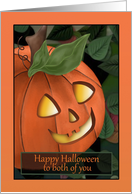 First Halloween as an engaged couple with pumpkin jack o lantern card