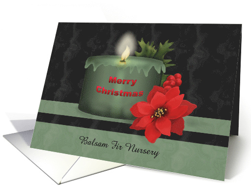 Business Christmas Card with candle, poinsettia and holly card
