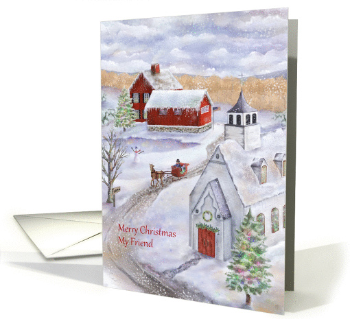 Sleigh Bells Ring in a Winter Wonderland for Friend Christmas card