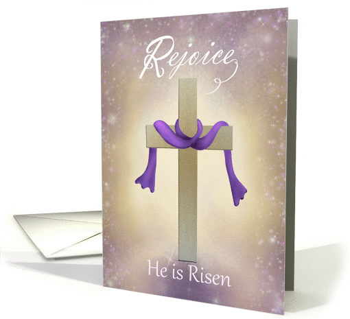 Rejoice! He is Risen! Easter card with Cross and Linen card (1414208)