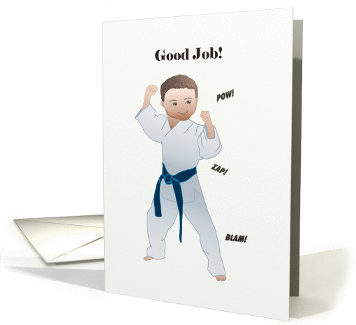 Good job! Karate blue belt for boy card (1418092)