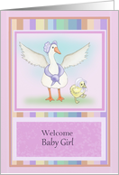 Welcome Baby Girl at Baby Shower with Mother Goose card