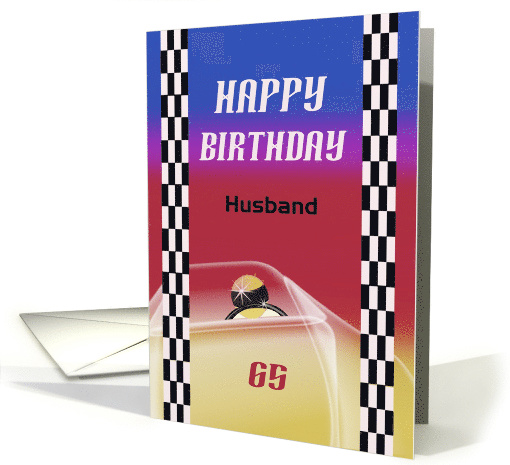 Happy Birthday Husband with Stock Race Car Driver Stripes card