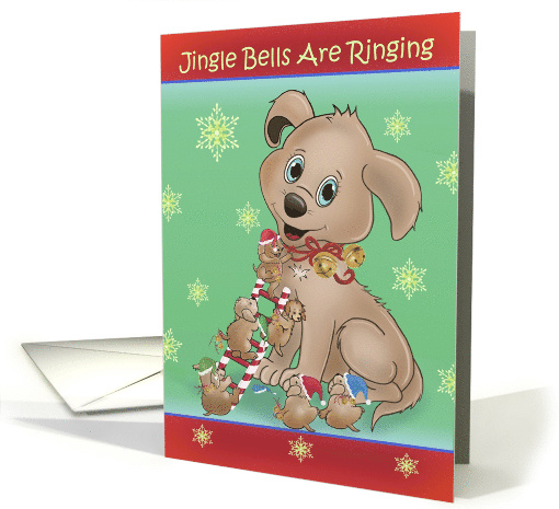 Jingle Bells Are Ringing with Mama Dog and her Pups card (1450806)