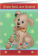 Jingle Bells Are Ringing with Mama Dog and her Pups card