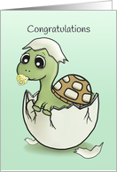 Congratultions on New Baby with Cute Turtle Hatching card